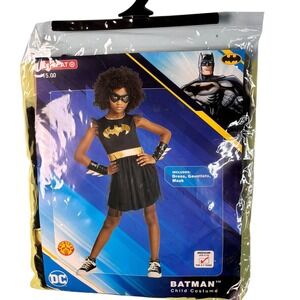 Batman Batgirl Child Costume Dress Gauntlets Mask Halloween Cosplay‎ Size Medium